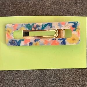 Colorful flower Hair Clip with Gold Accent